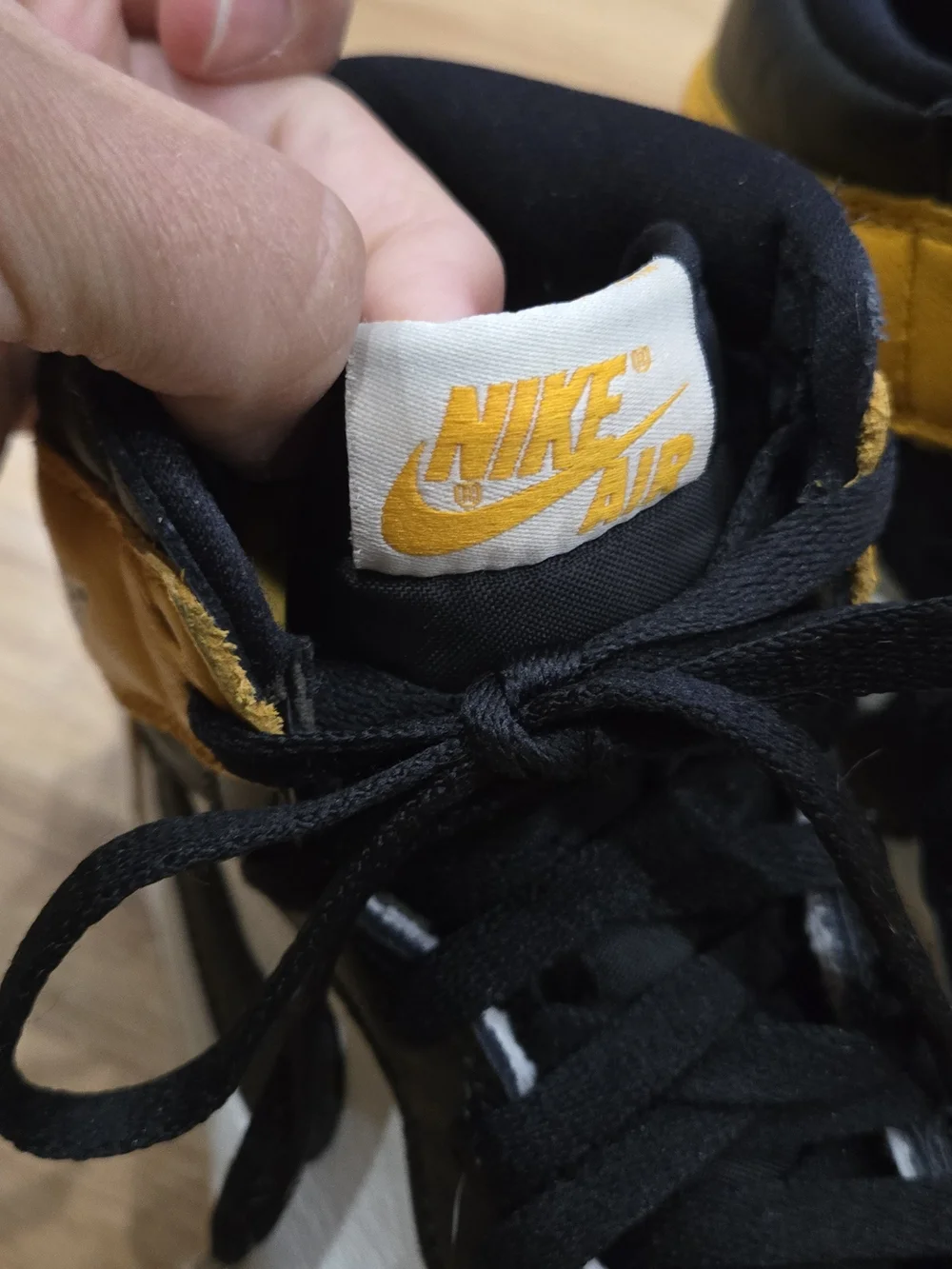 Air Jordan 1 Retro High Top Sneakers Yellow, Black & White Size 7